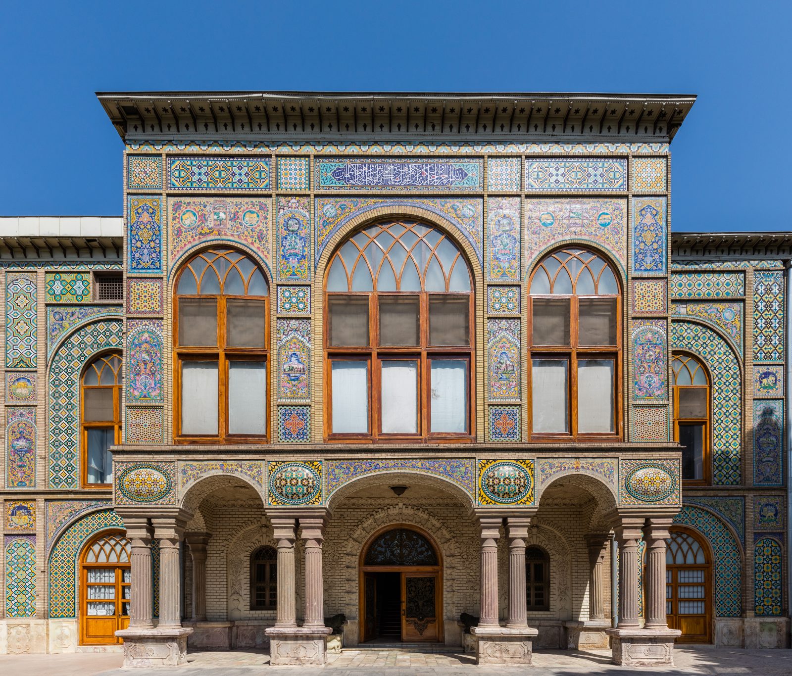 Golestan Palace, Tehran: the garden and tiled facades of the Qajar royal complex
